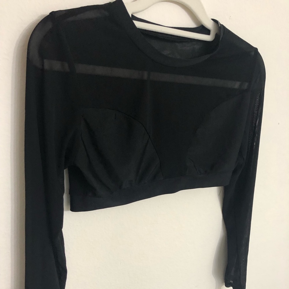 Black mesh crop top